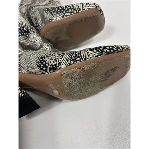 Dries Van Noten Brocade Cap-Toe 80mm Bootie silver‎ and black brocade pattern 36 - Picture 3 of 8